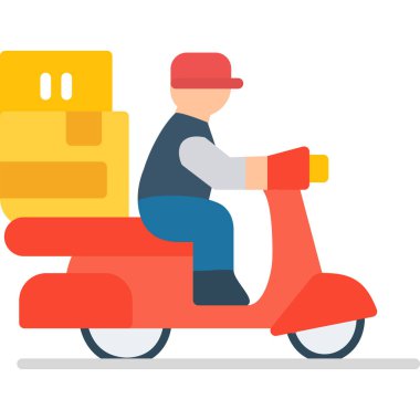 Çantalı motosikletli teslimatçı.