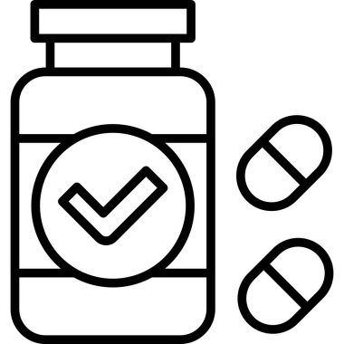 İlaç ikonu. İnternet için uyuşturucu vektör simgelerinin basit illüstrasyonu