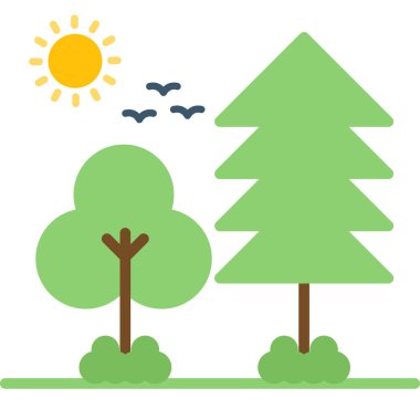 Şirin bir ağacın çizgi film tarzının vektör çizimi.