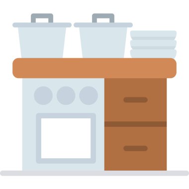 Mutfak ve mutfak simgesi, vektör illüstrasyonu