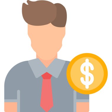 İşadamı madeni para ikonu düz stil