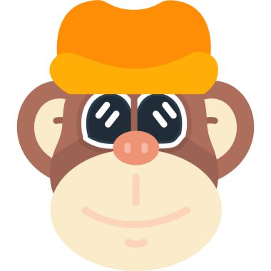 Şapkalı ve gözlüklü maymun. Vektör çizimi. beyaz arkaplanda izole.