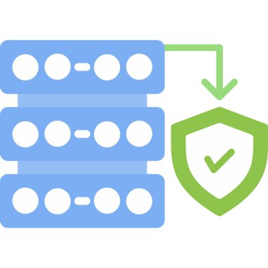 Güvenli veri koruma simgesi doldurulmuş dış hat biçiminde