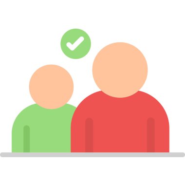 İş konseptinin vektör düz simgesi, dizüstü bilgisayarı olan insanlar, işaretle