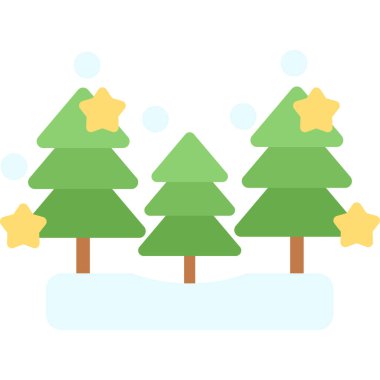 Noel ağacı vektör simgesi, düz tasarım illüstrasyon