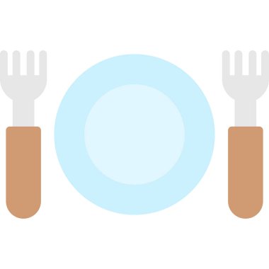 Çatal bıçak düz simgesi beyaz arkaplan, vektör, resimleme izole