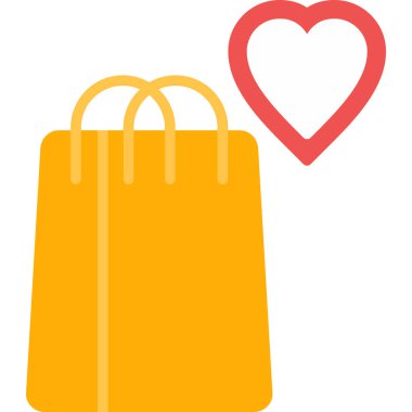 Kalp ikonu vektör illüstrasyon tasarımlı alışveriş çantası