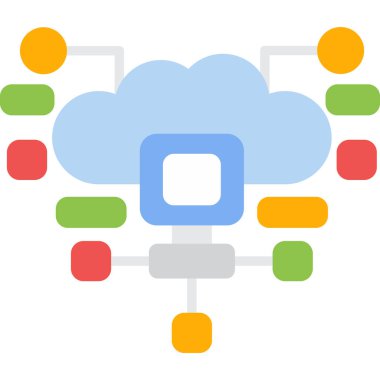 düz biçimli ağ bulut hesaplama simgesi