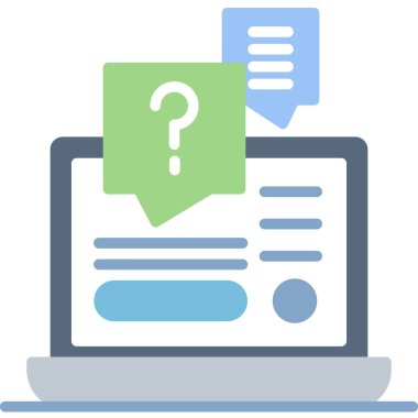 Sohbet simgesi ile bilgisayar monitörü, basit tasarım biçimi illüstrasyonu