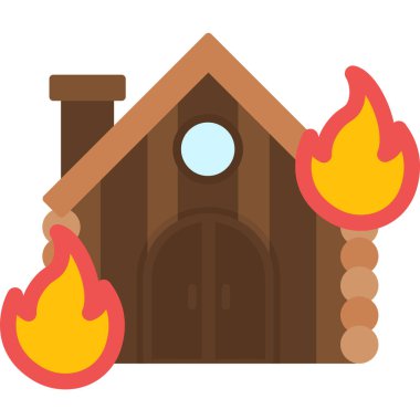 Yanan ev. Basit resimleme