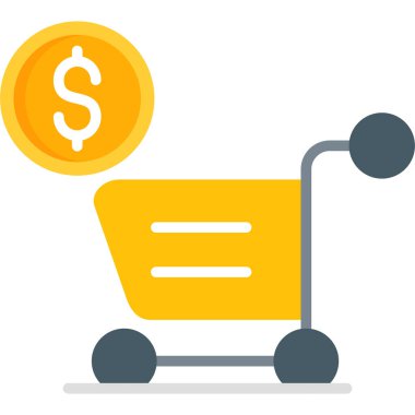 alışveriş sepeti düz vektör simgesi