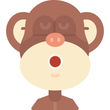 maymun düz vektör çizgi film simgesi