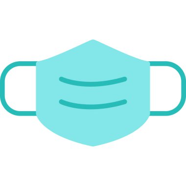 Mavi tıbbi maske simgesi beyaz arkaplanda izole edildi. vektör illüstrasyonu