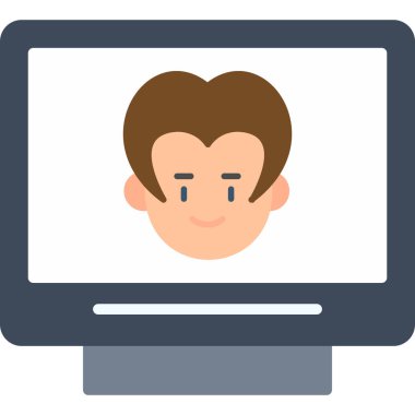 Man bilgisayar çizgi filmi vektör illüstrasyon grafik tasarımı