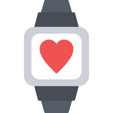 akıllı saat düz simgesi beyaz arkaplan, vektör, illüstrasyon izole