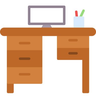 Ofis masası Web simgesi basit illüstrasyon