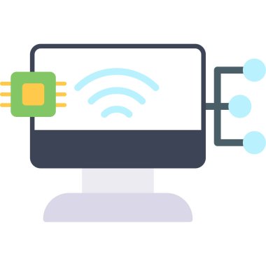 Bilgisayar monitörü ve yönlendirici simgesi. Kablosuz ve yönlendiricili dizüstü bilgisayarın basit bir çizimi