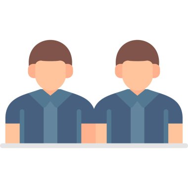 Beyaz şeffaf arkaplanda iki erkek vektör çizimi. Birinci kalite semboller. konsept ve grafik tasarım için vektör vuruşu düz simgesi.