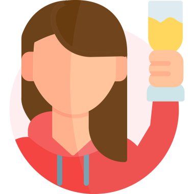 Elinde bir fincan kahve olan bir kadının vektör çizimi