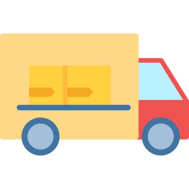 Teslimat kamyonu düz simgesi, vektör, illüstrasyon