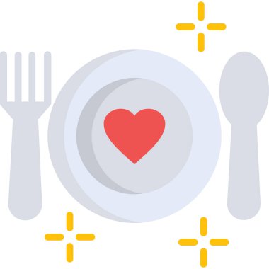 çatal ve kaşık kalp ve bıçak vektör çizimi