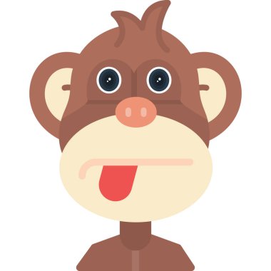 Komik çizgi film maymun ikonu. düz dizayn.