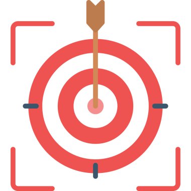 Yumuşak mavi arkaplanda izole edilmiş düz moda hedef simgesi.