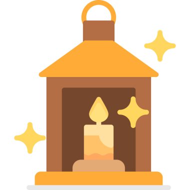 Mum ve dekorasyonlu noel feneri, vektör simgesi