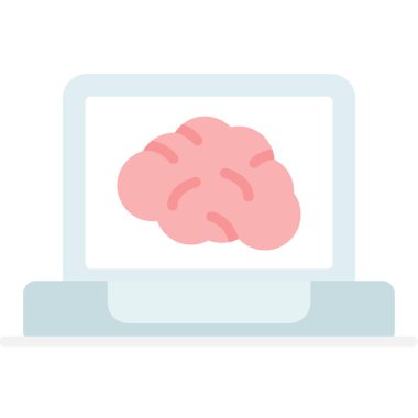 Beyaz arka planda dizüstü bilgisayarı olan bir beyin