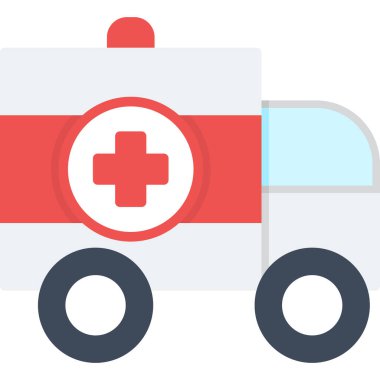 Ambulans arabası tıbbi simgesi düz stil