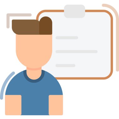 Pano ve kalem simgesi olan adam