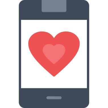 Düz biçimli aşk cep telefonu simgesi