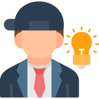 Ampul ve baş vektör illüstrasyon tasarımına sahip iş adamı