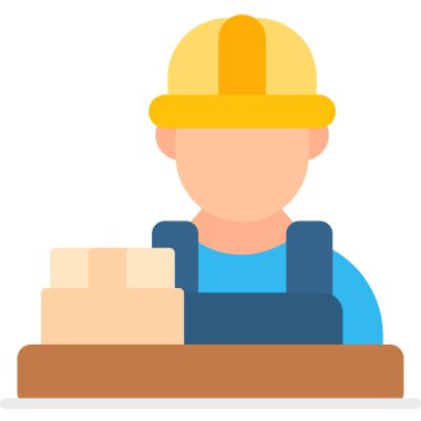 Kask vektör tasarımlı bir inşaat işçisi