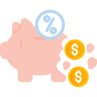 domuzcuk tasarruf düz simgesi, vektör illüstrasyonu, düz tasarım