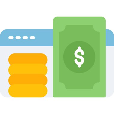 Para ve iş için düz vektör simgeleri. para ve para simgesi.