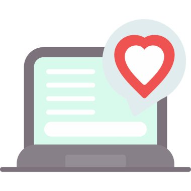 kalp simgesi olan dizüstü bilgisayar