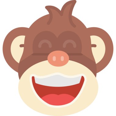 hayvan maymunu çizgi film simgesi düz stil