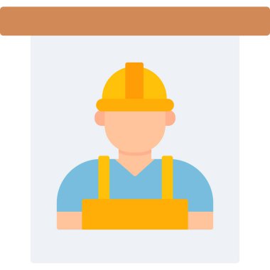 İnşaat işçisi ikonu. Web için inşaat işçileri vektör simgelerinin düz çizimi