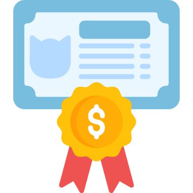 Sertifika düz vektör simgesi