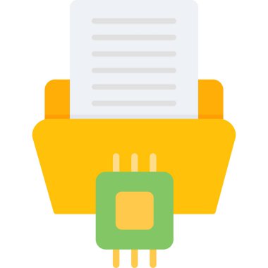 bilgisayar işlemci düz vektör simgesi