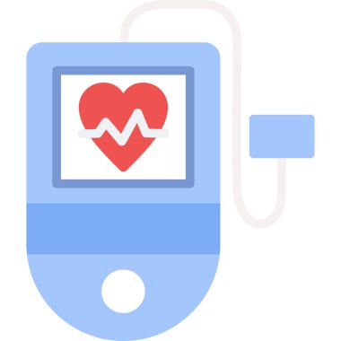 kardiyogram kalp simgesi, basit vektör çizimi beyaz üzerine izole edildi