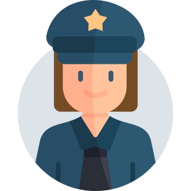 Polis kadın avatar simgesi düz stil