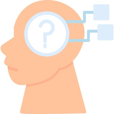 Beyin simgesi, illüstrasyon, beyaz arkaplan üzerinde vektör olan soru işareti