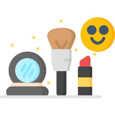 Kalemle gülümseyen mutlu yüzün düz simgesi