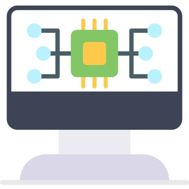 Bilgisayar donanım simgesi ile doldurulmuş ana hatlar biçimi