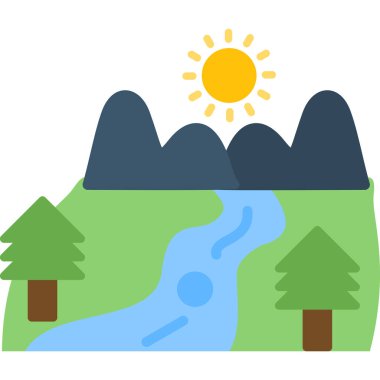 Peyzaj simgesi, vektör illüstrasyonu