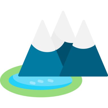 Kar ikonlu dağ, düz stil