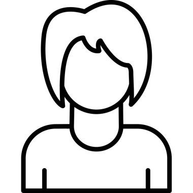 Kısa saçlı genç kadın karakter vektör çizimi tasarımı