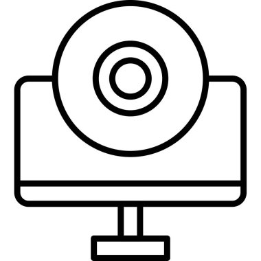 kamera disk vektörü ince çizgi simgesi